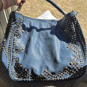 Blue Studded Handbag
